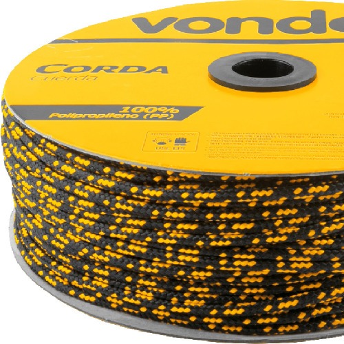 Corda multifilamento tran�ada 6 mm x 165 m preta e amarela