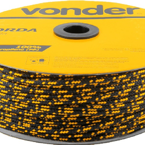 Corda multifilamento tran�ada 6 mm x 165 m preta e amarela