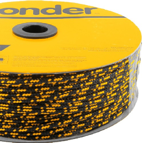 Corda multifilamento tran�ada 6 mm x 165 m preta e amarela