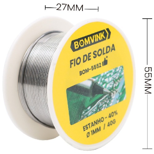 Estanho em fio para solda espessura de 1 mm 40 g - BOM-5552