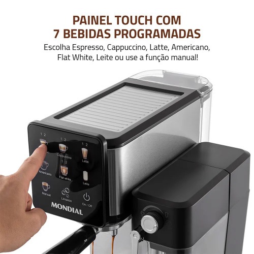 Cafeteira expresso 20 Bar preto e prata Dolce Latte�- C-28-ECL  220V