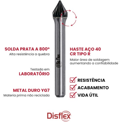 Lima rotativa endurecida cônica 16 x 13 mm haste 6 mm - 23.235 Lima rotativa endurecida cônica 16 x 13 mm haste 6 mm - 23.235