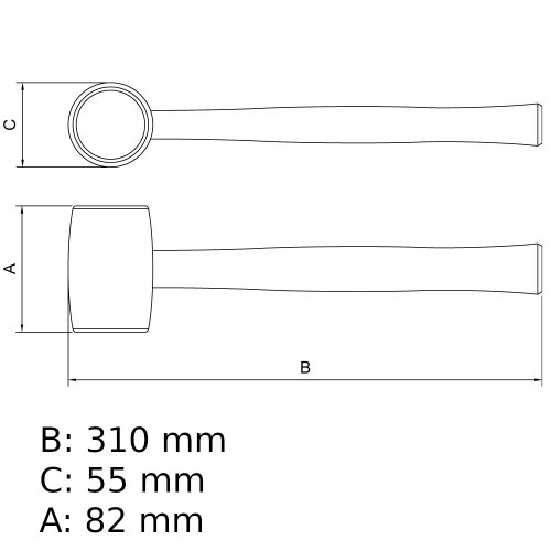 Martelo de borracha 55 mm modelo americano