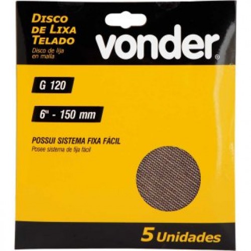 Disco de lixa telado 150 mm grão 120 com 5 peças Disco de lixa telado 150 mm grão 120 com 5 peças