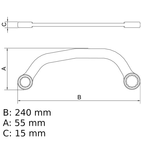Chave estrela meia lua 15 x 17 mm a�o cromo van�dio