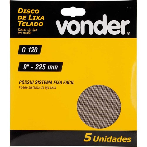 Disco de lixa telado 225 mm gr�o 120 com 5 pe�as