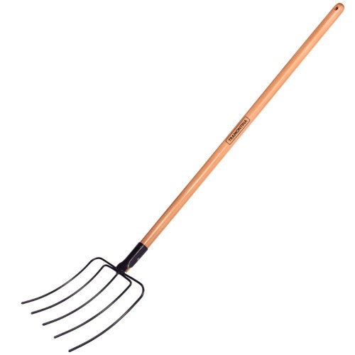 Forcado reto de arame 5 dentes cabo de madeira 120 cm