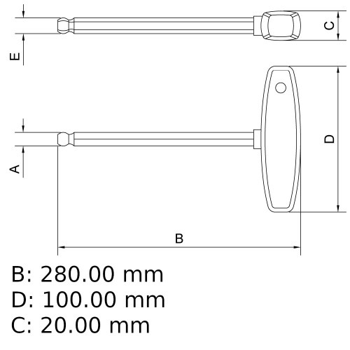 Chave allen abaulada cabo T 5 x 160 mm - 44364105