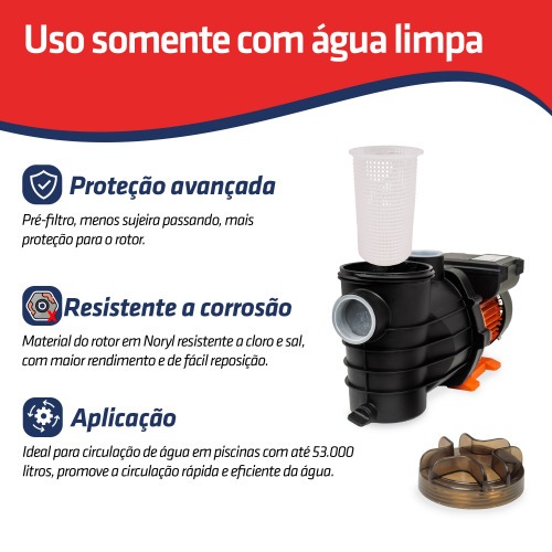 Motobomba com pr� filtro para piscina 1/2 hp - BPI500  220V