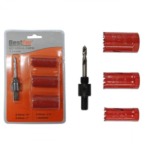 Jogo de serra copo para madeira 25 a 30 mm com 4 pe�as - BFH0964