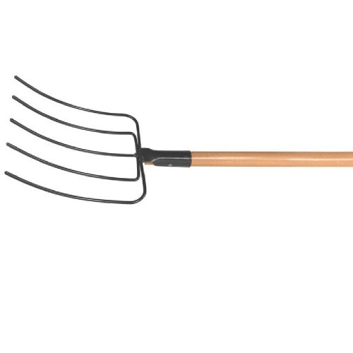 Forcado reto de arame 5 dentes cabo de madeira 120 cm