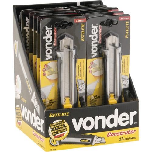 Estilete largo met�lico 18 mm emborrachado com 5 l�minas - VDC5