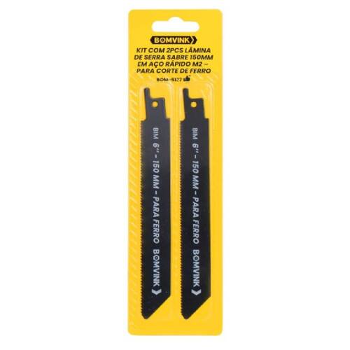 L�mina serra sabre 150 mm 14 dentes para metal 2 pe�as - BOM-5137