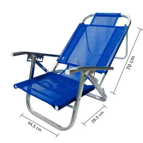 Cadeira de praia dobrável em 5 posições azul royal - Copacabana Cadeira de praia dobrável em 5 posições azul royal - Copacabana