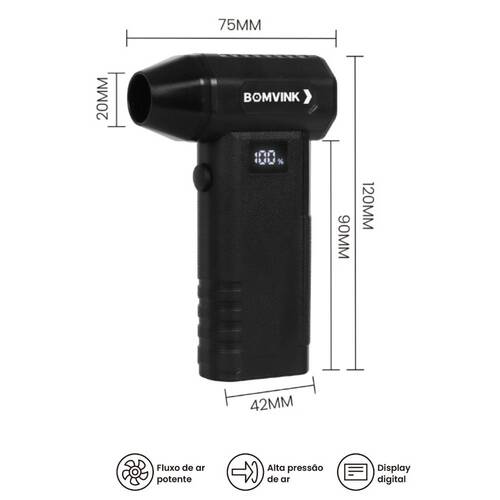 Mini soprador a bateria  Brushless com fun��o aspira��o - BOM-9742