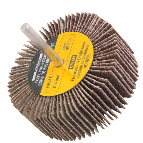 Roda de lixa 80 mm x 30 mm com haste grão 36 Roda de lixa 80 mm x 30 mm com haste grão 36