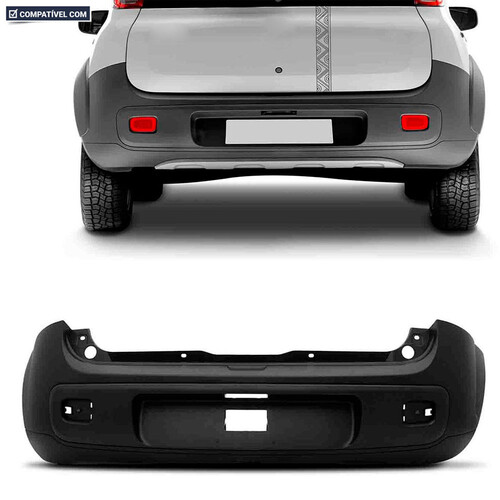 Para-choque Uno 2010 a 2014 traseiro preto texturizado - 3434 Para-choque Uno 2010 a 2014 traseiro preto texturizado - 3434