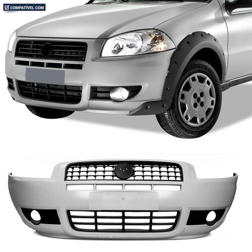 Para-choque Strada Working 2009 a 2013 dianteiro primer com furos laterais com farol - 3433