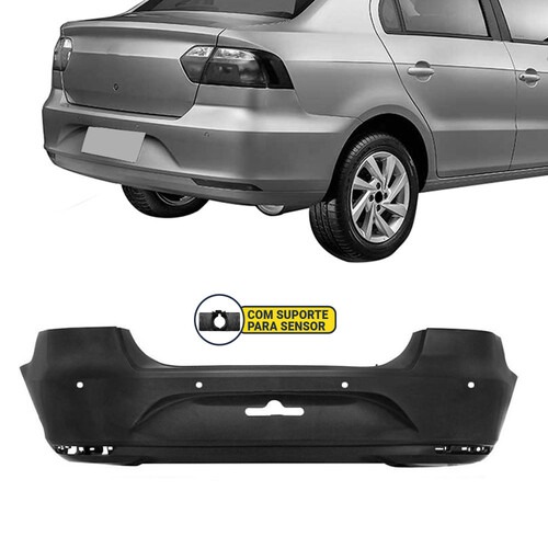Para-choque Voyage G6 2013 a 2023 traseiro preto liso com furo para sensor - 6667