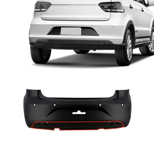 Para-choque Fox Highline 2015 a 2021 traseiro preto com furo - 6530-E Para-choque Fox Highline 2015 a 2021 traseiro preto com furo - 6530-E