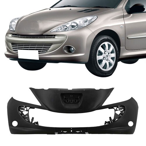 Para-choque Peugeot 207 Hatch/Sedan/Sw/Hoggar 2010 a 2015 dianteiro preto liso com furo para farol - 10010