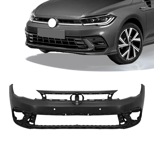 Para-choque Polo 2022 a 2025 dianteiro preto liso com furo para sensor - 6102