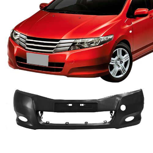 Para-choque Honda City 2009 a 2011 dianteiro preto liso com furo para farol - 8102