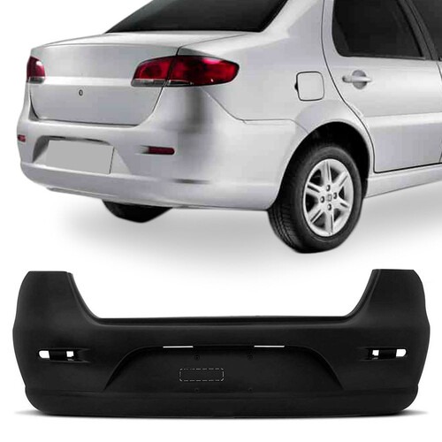 Para-choque Siena 2007 a 2016 traseiro preto liso - 3521