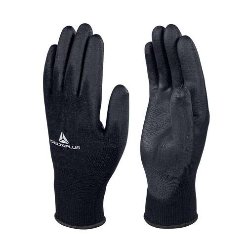 Luva de poli�ster com poliuretano preta tamanho G