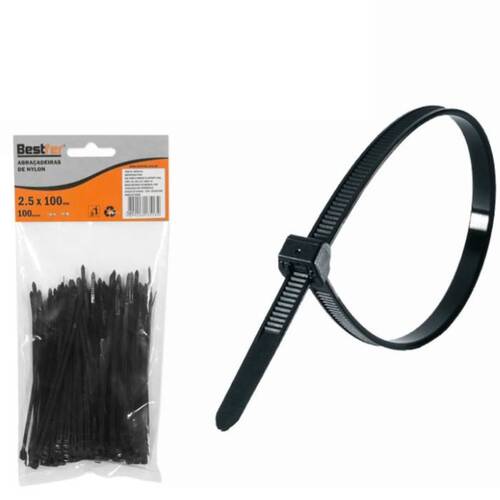 Abra�adeira de nylon 2,5 mm x 10 cm 100 pe�as - BFH0742