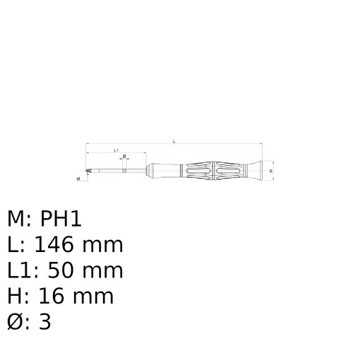 Chave phillips de precisão 3/16 Chave phillips de precisão 3/16