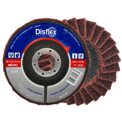 Disco de lixa flap disc manta abrasiva 4.1/2pol médio - 39.009 Disco de lixa flap disc manta abrasiva 4.1/2pol médio - 39.009