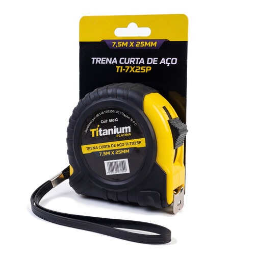 Trena emborrachada com fita de aço 25 mm x 7,5 m com trava - 8633 Trena emborrachada com fita de aço 25 mm x 7,5 m com trava - 8633