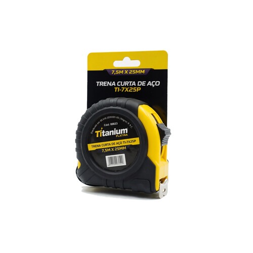 Trena emborrachada com fita de aço 25 mm x 7,5 m com trava - 8633 Trena emborrachada com fita de aço 25 mm x 7,5 m com trava - 8633