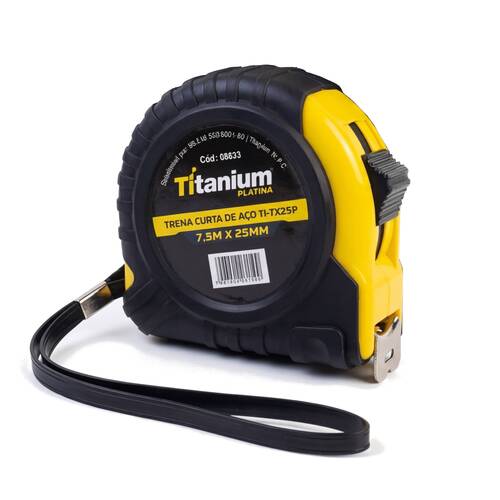 Trena emborrachada com fita de aço 25 mm x 7,5 m com trava - 8633 Trena emborrachada com fita de aço 25 mm x 7,5 m com trava - 8633