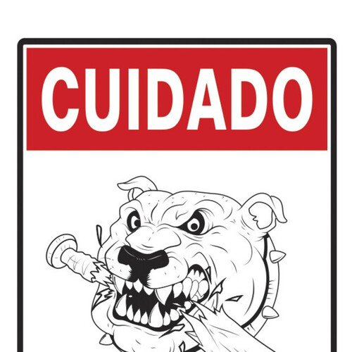 Placa sinalizadora de poliestireno Cuidado Cachorro Bravo - 250AI Placa sinalizadora de poliestireno Cuidado Cachorro Bravo - 250AI