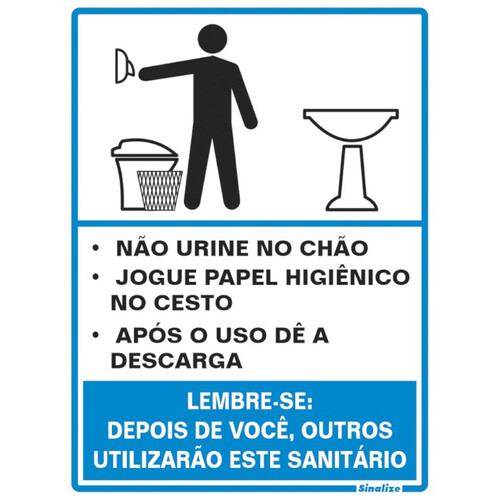 Placa sinalizadora educativa em poliestireno para Procedimento ao usar o Sanitário Masculino - 220AH Placa sinalizadora educativa em poliestireno para Procedimento ao usar o Sanitário Masculino - 220AH
