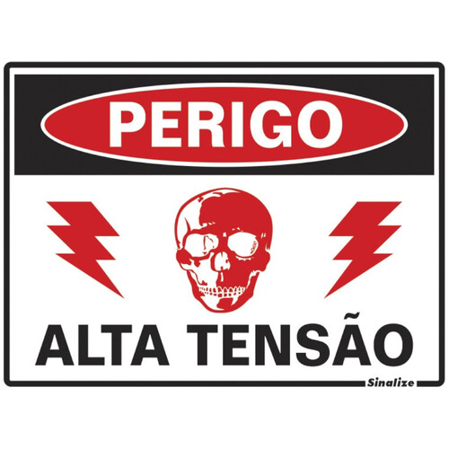 Placa sinalizadora em poliestireno Perigo Alta Tensão - 220BE Placa sinalizadora em poliestireno Perigo Alta Tensão - 220BE