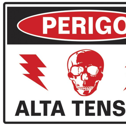 Placa sinalizadora em poliestireno Perigo Alta Tensão - 220BE Placa sinalizadora em poliestireno Perigo Alta Tensão - 220BE