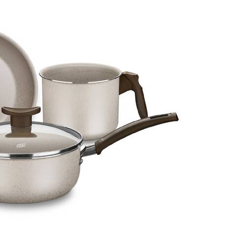 Jogo de panelas antiaderentes 5 pe�as baunilha Aurea - 1275