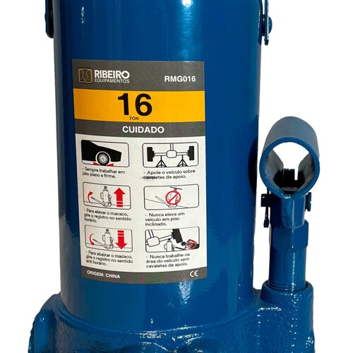 Macaco hidr�ulico tipo garrafa 16 toneladas azul - RMGI016