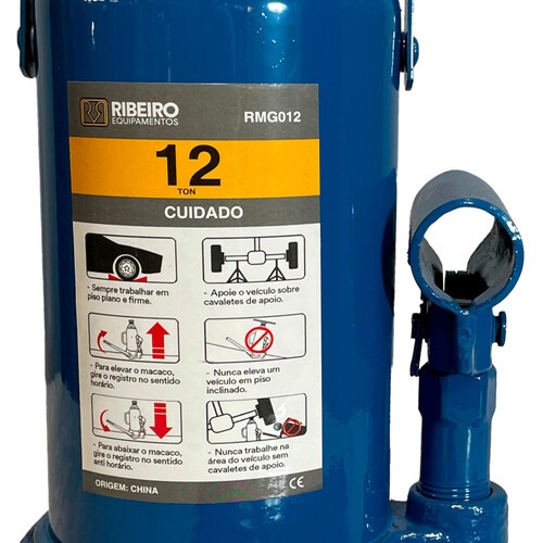 Macaco hidr�ulico tipo garrafa 12 toneladas azul - RMGI012