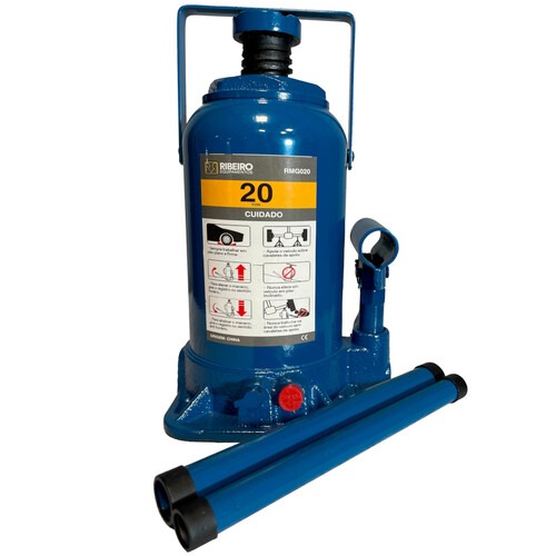 Macaco hidr�ulico tipo garrafa 20 toneladas azul - RMGI020