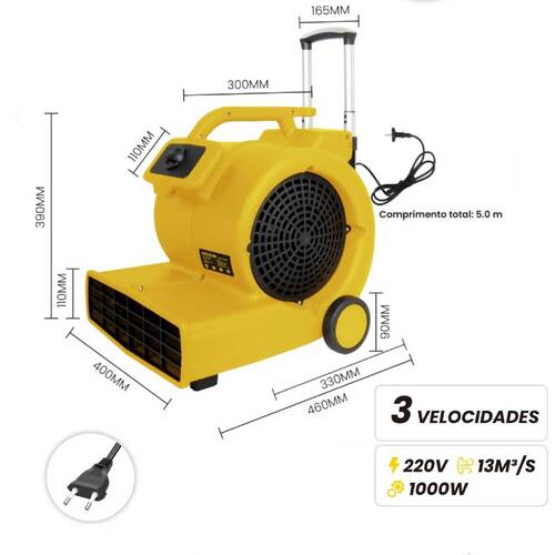 Ventilador e secador de pisos 1000W com três níveis de velocidade - BOM-9506 220V Ventilador e secador de pisos 1000W com três níveis de velocidade - BOM-9506 220V