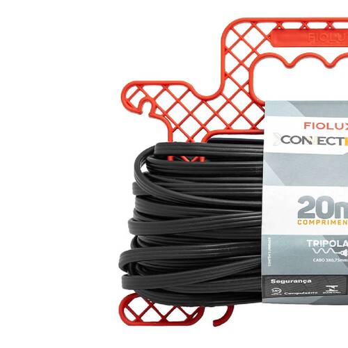 Extensão elétrica 20 metros 1 tomada 3 x 0,75 mm 10A tripolar - Connect Hard Extensão elétrica 20 metros 1 tomada 3 x 0,75 mm 10A tripolar - Connect Hard