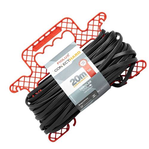 Extensão elétrica 20 metros 1 tomada 3 x 0,75 mm 10A tripolar - Connect Hard Extensão elétrica 20 metros 1 tomada 3 x 0,75 mm 10A tripolar - Connect Hard