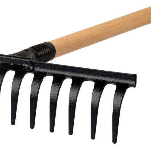 Ancinho met�lico curvo 12 dentes com cabo de madeira - 31250