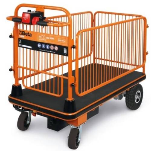 Carrinho plataforma el�trico com grades 400W 24V capacidade 400 kg a bateria - C48M  220V