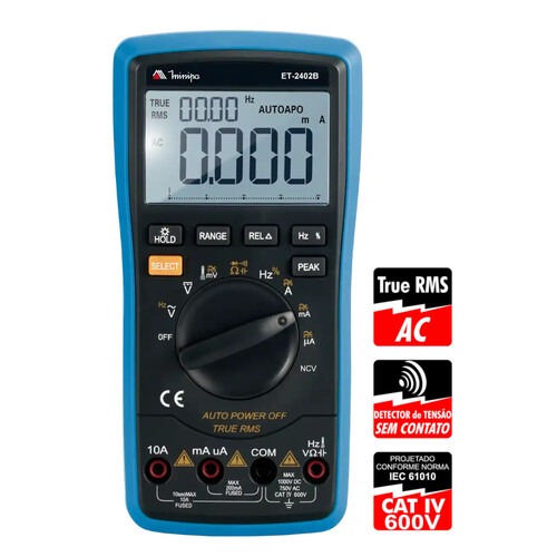 Mult�metro digital port�til 600 volts CAT IV - ET-2402B