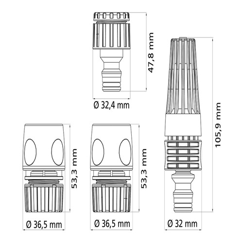 Conjunto para irrigação com engates rápidos e esguicho 4 peças - 78580610 Conjunto para irrigação com engates rápidos e esguicho 4 peças - 78580610